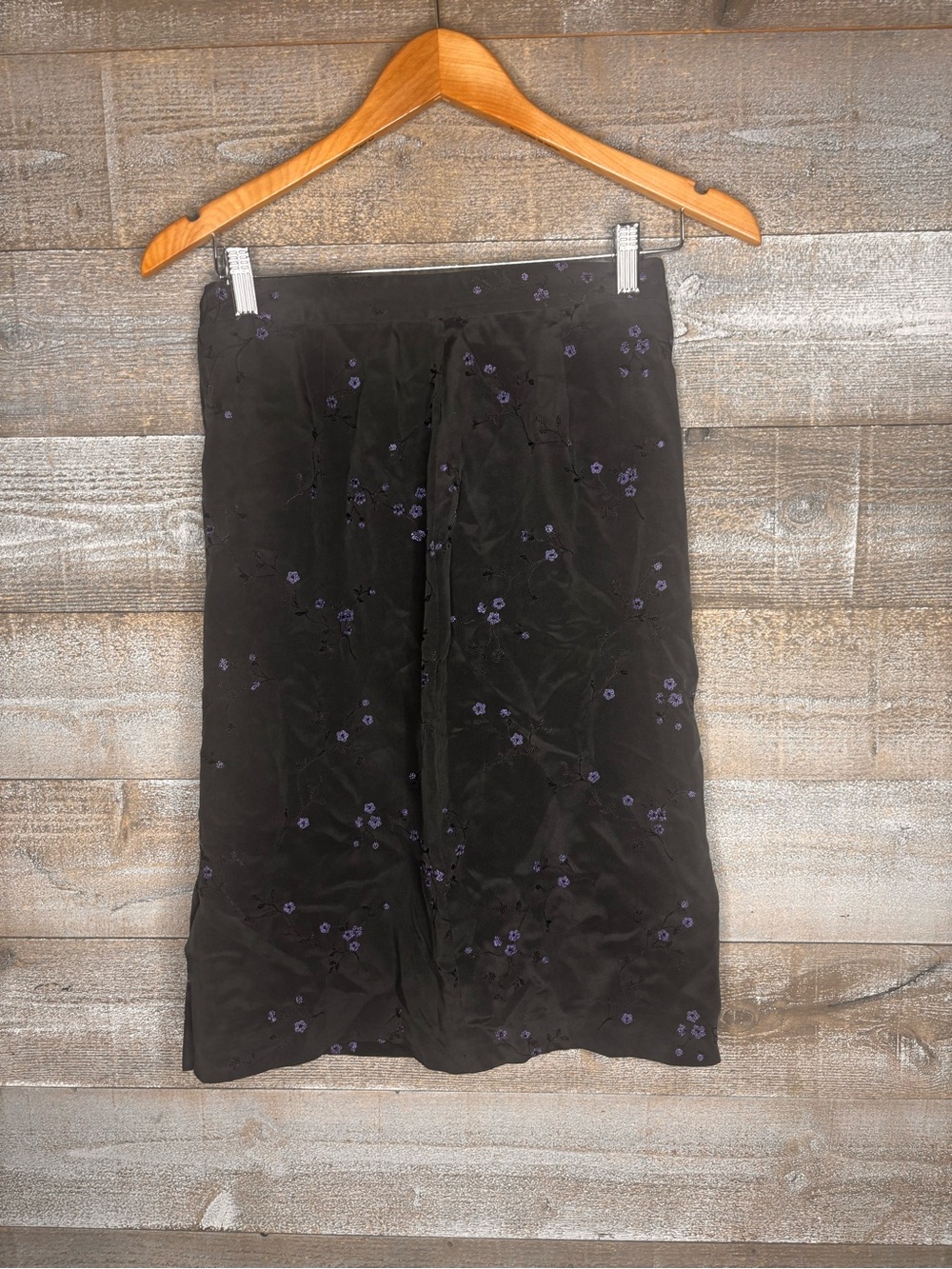 Rena Rowan vintage 90s Y2K 100% silk Black Floral Midi Skirt Carrie Bradshaw